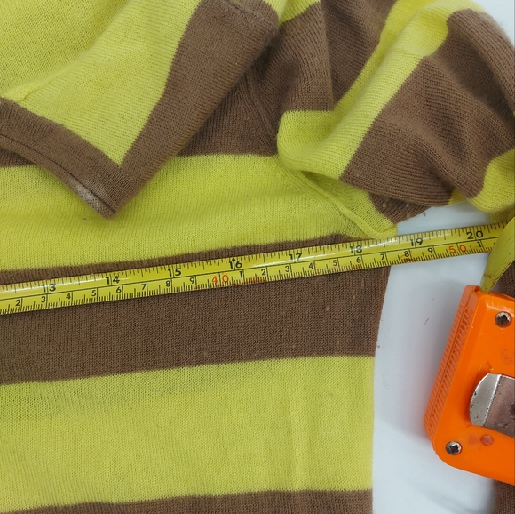 Three Dots Cashmere Striped V Neck Sweater Size Large - Picture 6 of 6